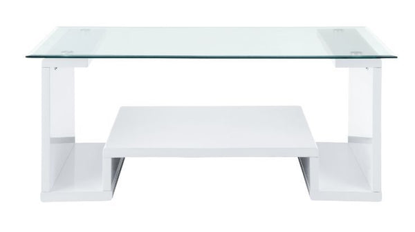 Nevaeh - Coffee Table - Clear Glass Top & White High Gloss