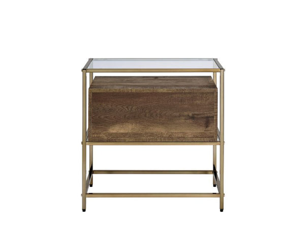 Knave - Accent Table - Walnut & Champagne Finish