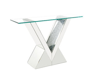 Noralie - Console Table - Clear Glass, Mirrored & Faux Diamonds
