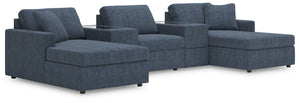 Modmax - Ink - Sectional Blue 5 Pc. Pit Sectional With Storage Consoles And 3 Armless Chairs