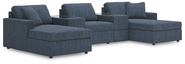 Modmax - Ink - Sectional Blue 5 Pc. Pit Sectional With Storage Consoles And 3 Armless Chairs