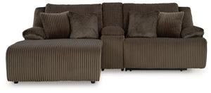 Top Tier - Reclining Sectional Dark Brown 3 Pc. Left Arm Facing Chaise Reclining Sectional Sofa With Console
