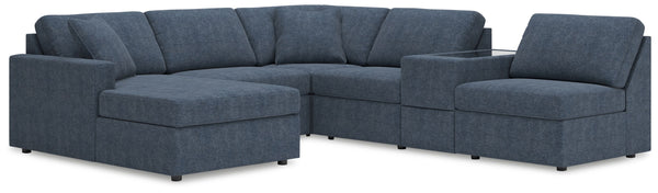 Modmax - Ink - Sectional Blue 6 Pc. Sectional With Laf Corner Chaise And Storage Console