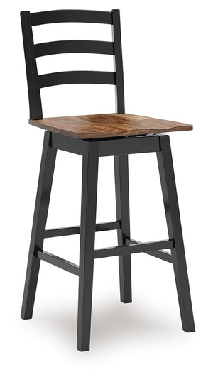 Wildenauer - Tall Swivel Barstool (Set of 2) - Brown / Black