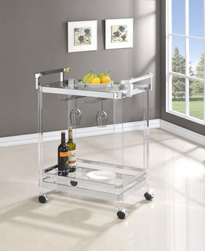 Jefferson - 2-Tier Glass Shelf Acrylic Bar Cart - Chrome