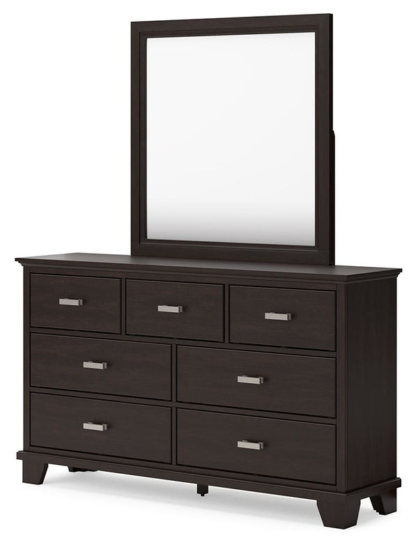 Covetown - Dark Brown - Dresser And Mirror