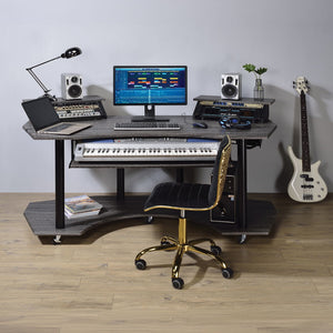 Eleazar - Music Recording Studio Desk Black Oak 70"W x 39"D x 36"H