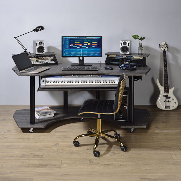 Eleazar - Music Recording Studio Desk Black Oak 70"W x 39"D x 36"H