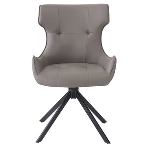Damita - Camel Synthetic Leather Side Chair With Swivel (Set of 2) - Gray & Black Finsh