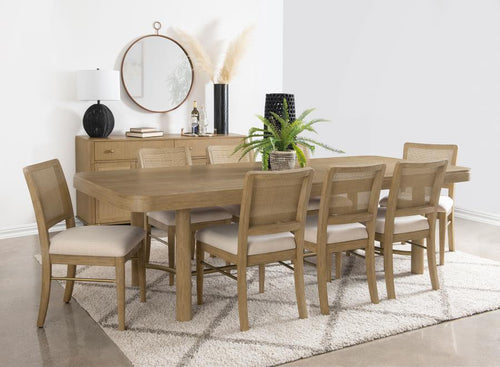 Arini - Extension Leaf Dining Table Set Light Brown 9 Pc. Table, 8 Chairs
