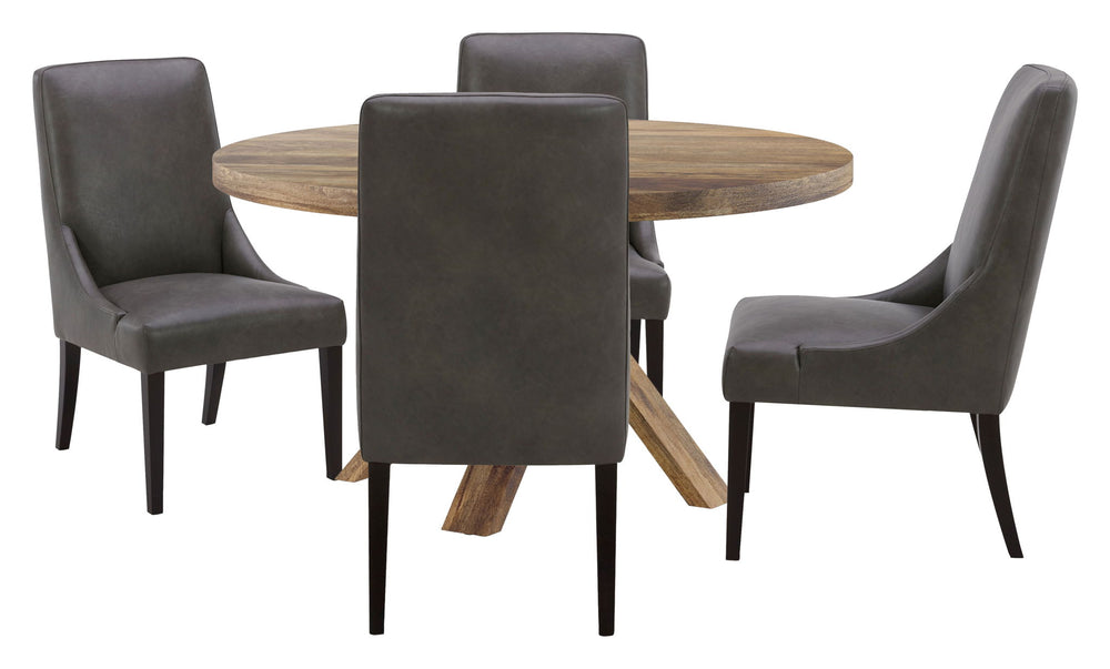 Crossings - Downtown Round Dining Table With 4 Upholstered Chairs - Amber & Dark Gray