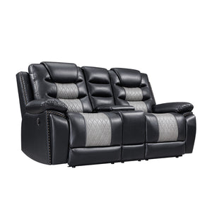 Nikko - Console Loveseat With Dual Recliners Black Power Reclining