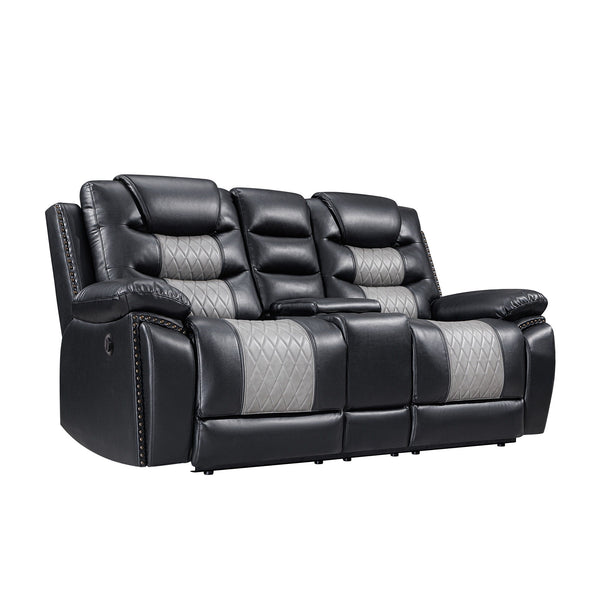 Nikko - Console Loveseat With Dual Recliners Black Power Reclining