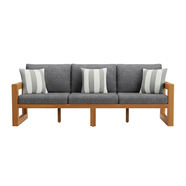 Bristol - Bay Wood Outdoor Sofa With Cushions - Natural / Brown / Gray