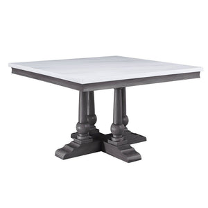 Yabeina - Square Dining Table - Marble Top Top & Gray Oak