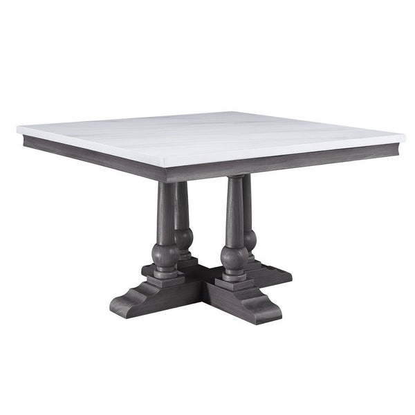 Yabeina - Square Dining Table - Marble Top Top & Gray Oak