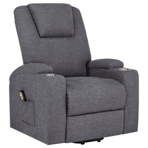 Louie - Chenille Upholstered Power Lift Massage Chair Dark Gray