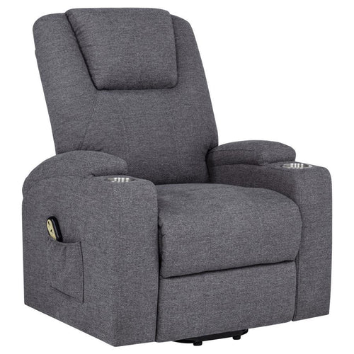 Louie - Chenille Upholstered Power Lift Massage Chair Dark Gray