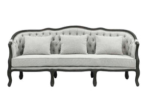 Samael - Sofa - Gray Linen & Dark Brown Finish