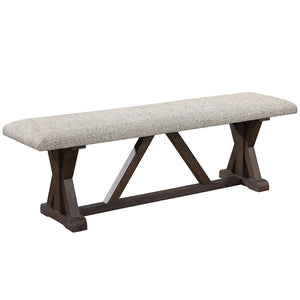 Pascaline - Bench - Gray Fabric, Rustic Brown & Oak