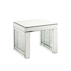 Nysa - 16" Accent Table - Mirrored & Faux Crystals Inlay
