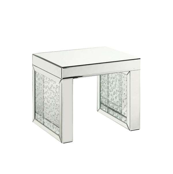 Nysa - 16" Accent Table - Mirrored & Faux Crystals Inlay