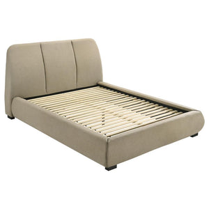 Mokena - Upholstered Platform Bed Light Brown California King