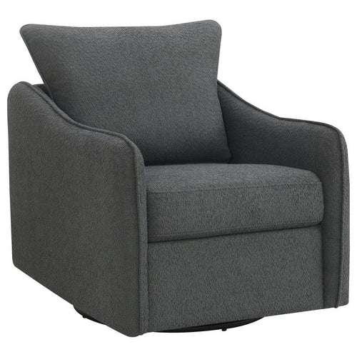 Madia - Upholstered Sloped Arm Swivel Glider Chair Dark Gray