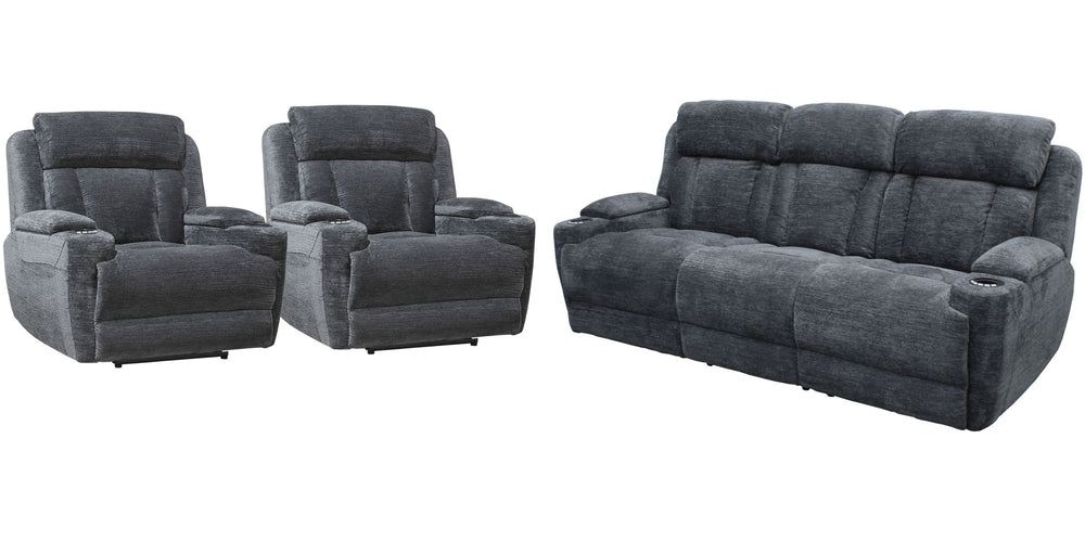Dalton - Power Reclining Sofa Set Dark Gray 3 Pc. Sofa, 2 Recliners