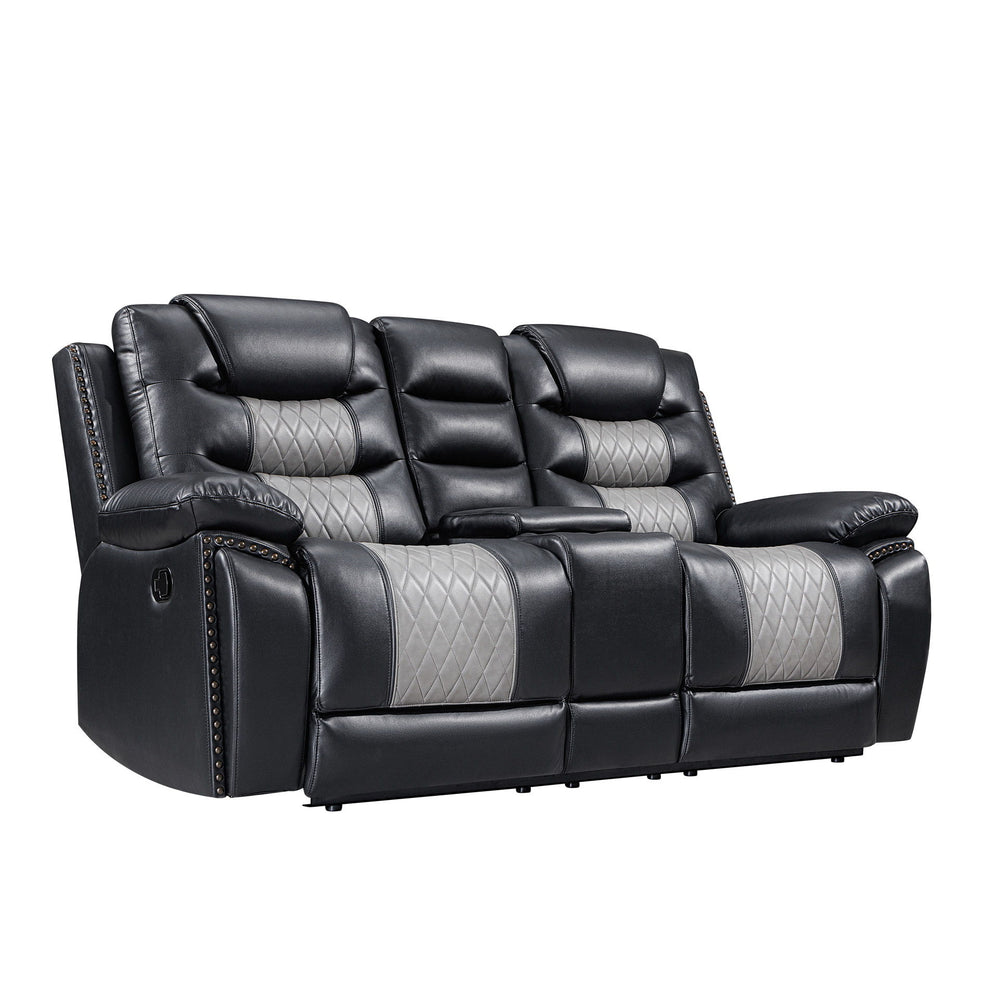 Nikko - Console Loveseat With Dual Recliners Black Manual Reclining
