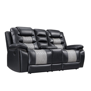 Nikko - Console Loveseat With Dual Recliners Black Manual Reclining