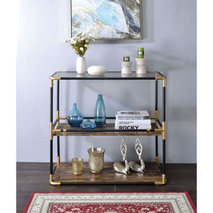 Heleris - Console Table - Smoky Glass Top & Black & Gold