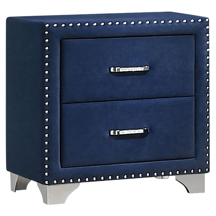 Melody - Upholstered 2-Drawer Nightstand Blue