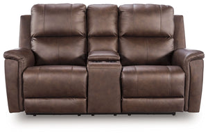 Bleckley - Power Reclining Loveseat With Console / Adjustable Headrest Dark Brown