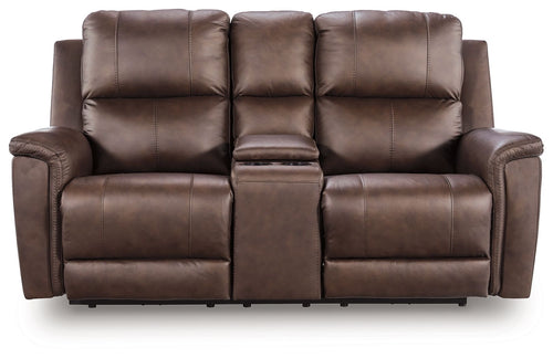 Bleckley - Power Reclining Loveseat With Console / Adjustable Headrest Dark Brown