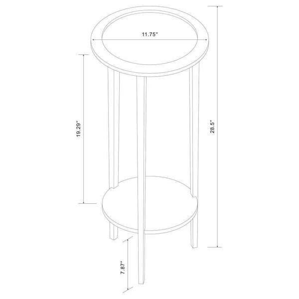 Kirk - 1-Shelf Round Wood Plant Stand Side Table - Espresso