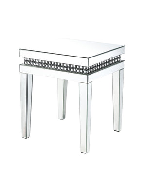 Lotus - 20" End Table - Mirrored & Faux Ice Cube Crystals