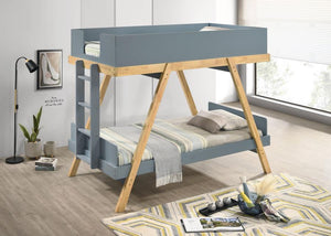 Frankie - Bunk Bed With 7" Mattresses Blue Twin over Twin