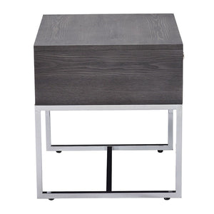 Iban - End Table - Gray Oak & Chrome