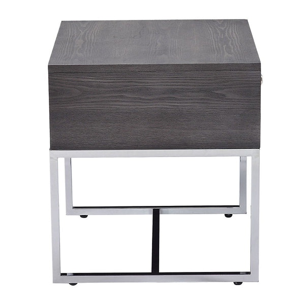 Iban - End Table - Gray Oak & Chrome