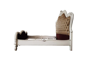 Versailles II - Queen Bed - Vintage Gray PU & Bone White Finsih