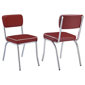 Retro - Upholstered Dining Side Chair (Set of 2) Red
