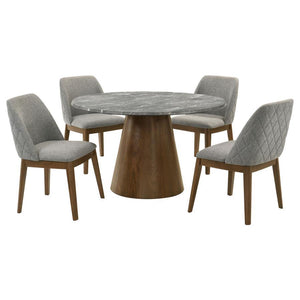 Franklin - 5 Piece Round Dining Table Set - Gray And Dark Oak