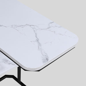 Ida - Faux Marble Chairside Table - Black / White