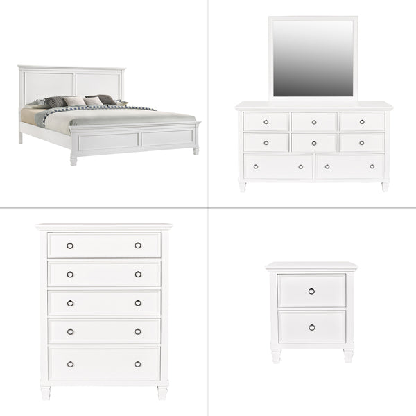 Tamarack - Bedroom Set White 5 Pc. Bed, Dresser, Mirror, Chest, Nightstand King