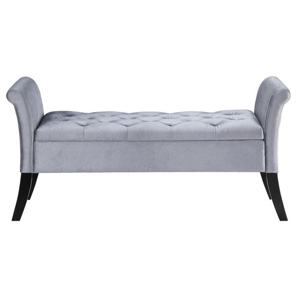 Farrah - Velvet Upholstered Rolled Arm Storage Bench