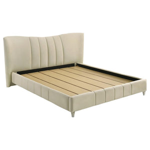 Evelyn - Upholstered Panel Platform Bed Beige