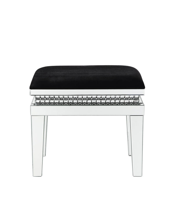 Lotus - Vanity Stool - Mirrored, Faux Ice Cube Crystals