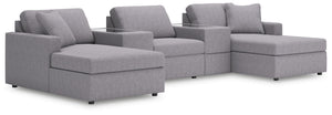 Modmax - Granite - Sectional Gray 5 Pc. Pit Sectional With Storage Consoles