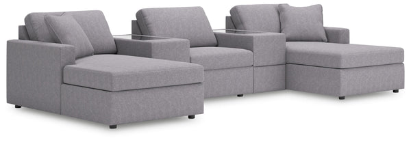 Modmax - Granite - Sectional Gray 5 Pc. Pit Sectional With Storage Consoles